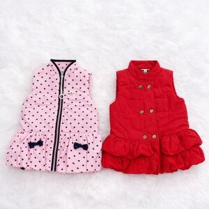 Girls Kids Headquarters Vest Bundle Size 6X Pink Polka Dot & Red Ruffle Vest